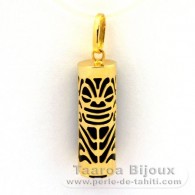 Pingente em Ouro 18K e gata Preta - 21 mm - Longevidade