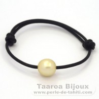 Bracelete em Couro e 1 Prola Australia Semi-Barroca C 11.9 mm