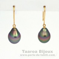 Brincos em Ouro 18K e 2 Prolas do Tahiti Semi-Barrocas B 9.1 mm