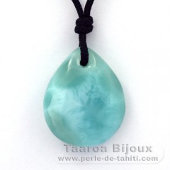 Colar em Nylon e 2 Larimar - 24.5 x 20 x 8 mm - 5.55 gr & 1.4 gr