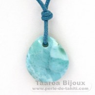 Colar em Algodo e 1 Larimar - 17 x 15 x 5.1 mm - 1.96 gr