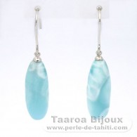 Brincos em Prata e 2 Larimar - 22 x 8.5 x 7.5 mm - 5.03 gr