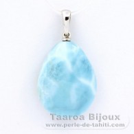 Pingente em Ouro branco 18K e 1 Larimar - 22 x 16.8 x 8.4 mm - 4.8 gr