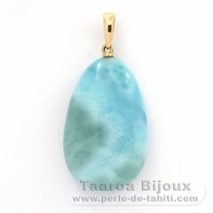 Pingente em Ouro 18K e 1 Larimar - 26.7 x 17 x 7.4 mm - 5.75 gr