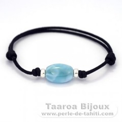 Bracelete em Algodo e 1 Larimar - 15 x 11 x 6.8 mm - 2.1 gr