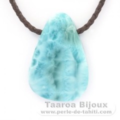 Colar em Algodo e 1 Larimar - 44 x 30 x 8 mm - 19.2 gr