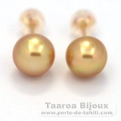 Brincos em Ouro 18K e 2 Prolas do Australia Semi-Barrocas B 8.5 mm