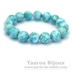 Pulseira de 16 contas de Larimar - 18 cm - 66.8 gr