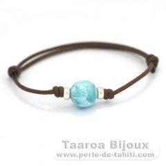 Bracelete em Algodo e 1 Larimar - 10.7 mm - 2.7 gr