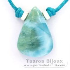 Colar em Algodo e 1 Larimar - 26 x 19 x 8.8 mm - 7.3 gr