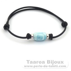 Bracelete em Couro e 1 Larimar - 12 x 8.7 mm - 1.7 gr