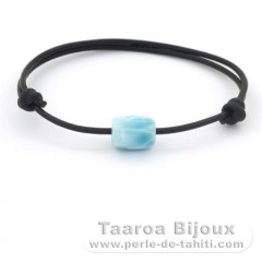 Bracelete em Couro e 1 Larimar - 11.5 x 8.7 mm - 1.3 gr