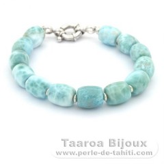 Pulseira de 14 contas de Larimar - 18.5 cm - 21 gr