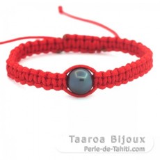 Bracelete em Nylon e 1 Prola do Tahiti Semi-Redonda B 10.7 mm