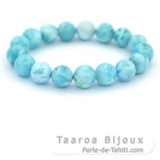 Pulseira de 17 Prolas de Larimar - 11.6 a 12.1 mm - 16 cm - 41.5 gr