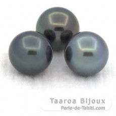 Lote de 3 Prolas do Tahiti Redondas C de 10 a 10.2 mm