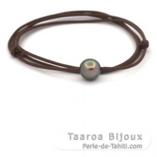 Colar em Algodo e 1 Prola do Tahiti Semi-Rodonda C 11 mm