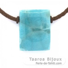 Colar em Algodo e 1 Larimar - 28 x 21 x 8 mm - 11.6 gr