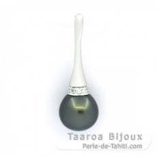 Pingente em Prata e 1 Prola do Tahiti Semi-Barroca B/C 10.3 mm