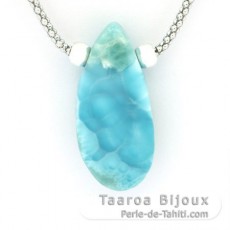 Colar em Prata e 1 Larimar - 33 x 15 x 9 mm - 8.3 gr