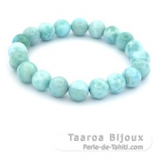 Pulseira de 20 prolas de Larimar 9 a 9.5 mm - 15 cm - 22.1 gr