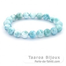 Pulseira de 20 prolas de Larimar - 9.5 a 9.7 mm - 16 cm - 25.8 gr