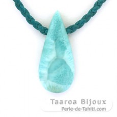 Colar em Algodo e 1 Larimar - 35 x 14 x 7 mm - 7.3 gr