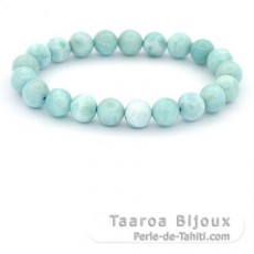 Pulseira de 21 prolas de Larimar - 8.5 a 8.8 mm - 16 cm - 19.5 gr