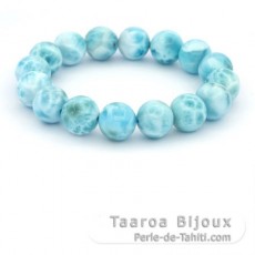 Pulseira de 16 prolas de Larimar - 12.7 a 13 mm - 18 cm - 50.9 gr