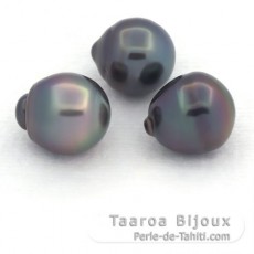 Lote de 3 Prolas do Tahiti Aneladas B/C 10.8 mm