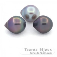 Lote de 3 Prolas do Tahiti Semi-Barrocas B 11 mm