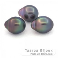 Lote de 3 Prolas do Tahiti Semi-Barrocas B 11.1 mm