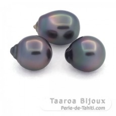 Lote de 3 Prolas do Tahiti Semi-Barrocas B de 11 a 11.3 mm