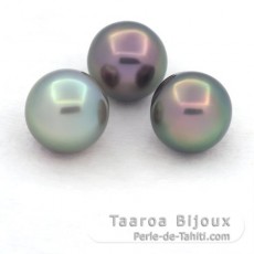 Lote de 3 Prolas do Tahiti Semi-Barrocas B 10.8 mm