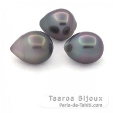 Lote de 3 Prolas do Tahiti Semi-Barrocas B de 10.5 a 10.8 mm