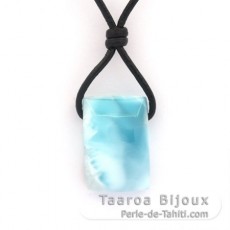 Colar em Couro e 1 Larimar - 22 x 15 x 9 mm - 6 gr