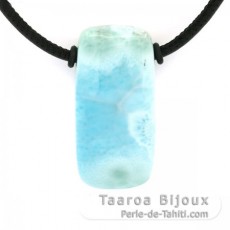 Colar em Couro e 1 Larimar - 36.5 x 18 x 9.5 mm - 13.9 gr