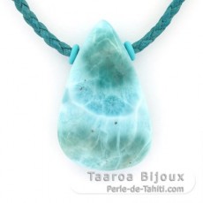 Colar em Algodo e 1 Larimar - 35.5 x 22 x 10 mm - 13.3 gr