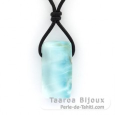 Colar em Couro e 1 Larimar - 27 x 14 x 8.2 mm - 7.1 gr