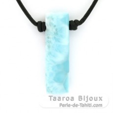 Colar em Couro e 1 Larimar - 31 x 12 x 8 mm - 6.5 gr