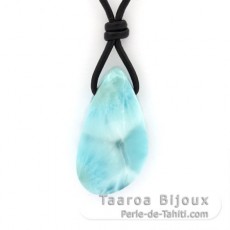 Colar em Couro e 1 Larimar - 31 x 17 x 9 mm - 8.2 gr