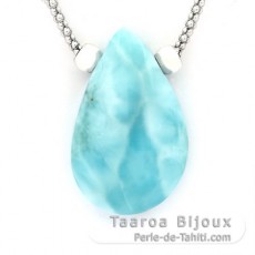 Colar em Prata e 1 Larimar - 31 x 20 x 8.5 mm - 8.5 gr