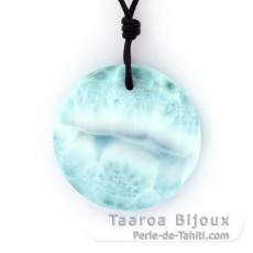 Colar em Couro e 1 Larimar - 30 x 8.5 mm - 13.9 gr