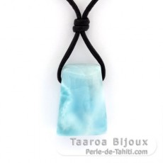 Colar em Couro e 1 Larimar - 25 x 18 x 10 mm - 9.3 gr