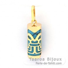 Pingente em Ouro 18K e Turquesa - 12 mm - Abundncia