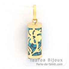 Pingente em Ouro 18K e Turquesa - 12 mm - Hibisco