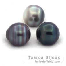 Lote de 3 Prolas do Tahiti Aneladas C 13 mm