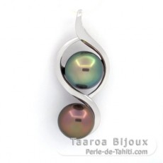 Pingente em Prata e 2 Prolas do Tahiti Semi-Barrocas B 9.9 e 10.3 mm