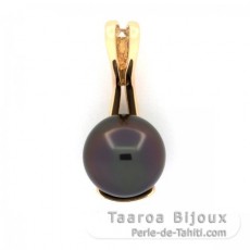 Pingente em Ouro 18K e 1 Prola Tahiti Redonda B 10 mm