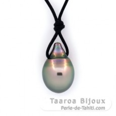 Colar em Couro de Canguru e 1 Prola do Tahiti Semi-Barroca B 11.6 mm
